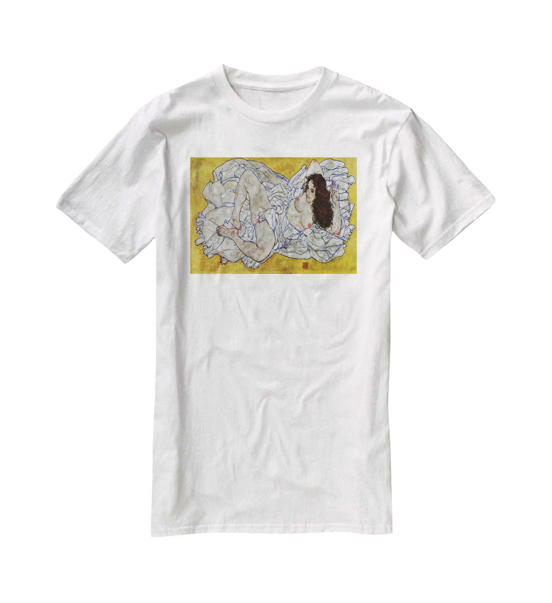 Resting nude by Egon Schiele T-Shirt - Canvas Art Rocks - 5