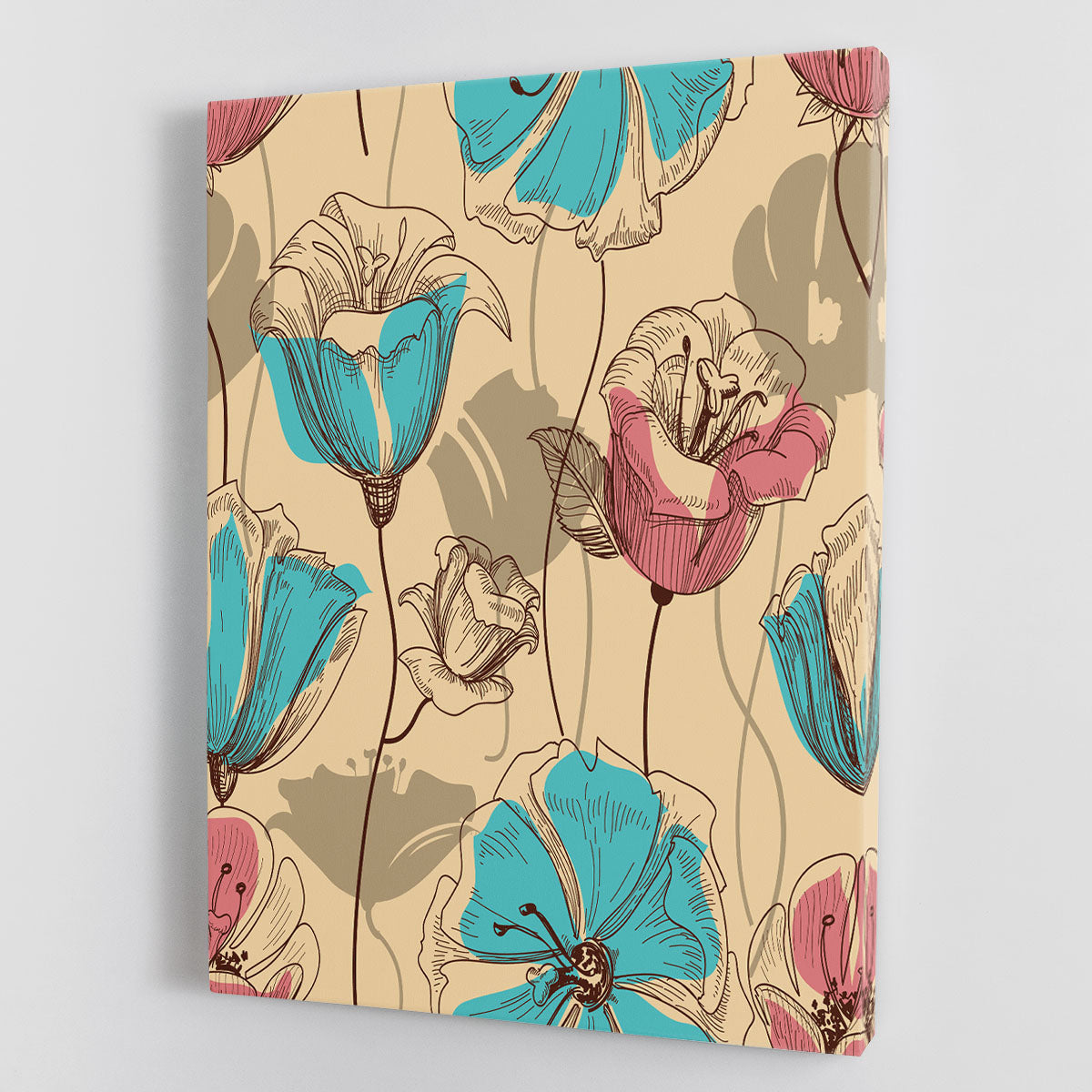 Retro floral seamless pattern Canvas Print or Poster - Canvas Art Rocks - 1