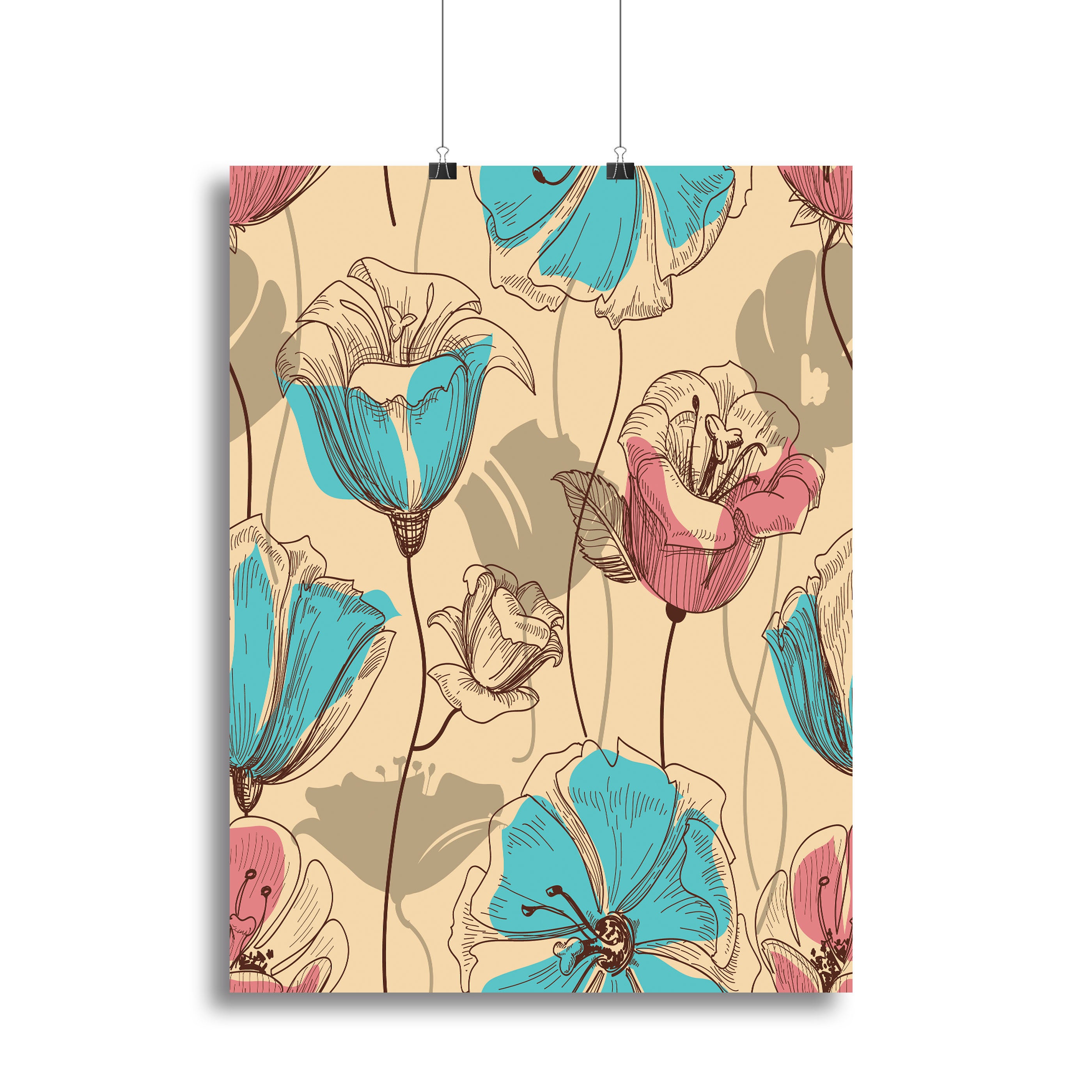 Retro floral seamless pattern Canvas Print or Poster - Canvas Art Rocks - 2