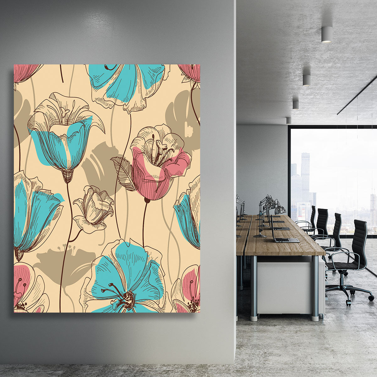 Retro floral seamless pattern Canvas Print or Poster - Canvas Art Rocks - 3