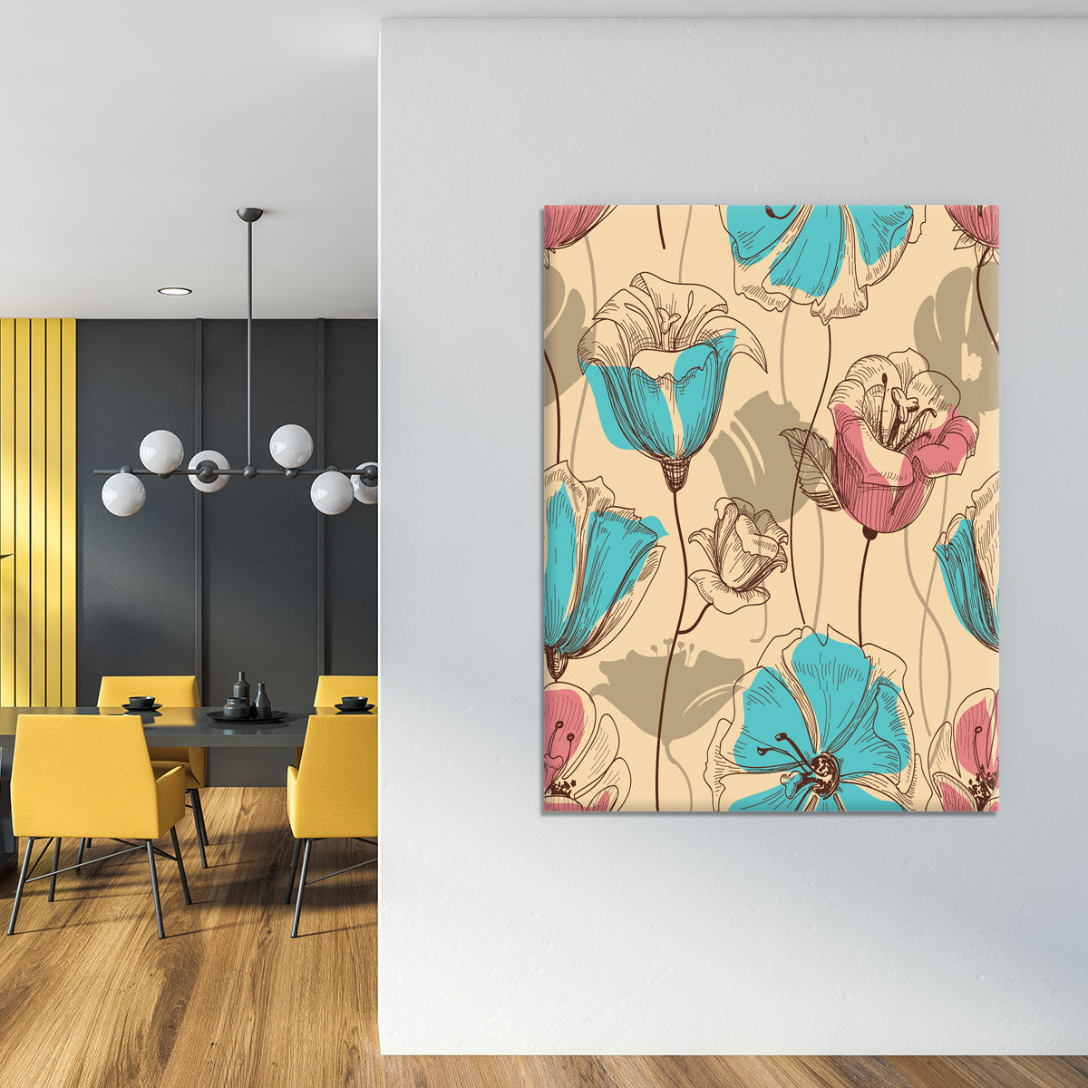 Retro floral seamless pattern Canvas Print or Poster - Canvas Art Rocks - 4