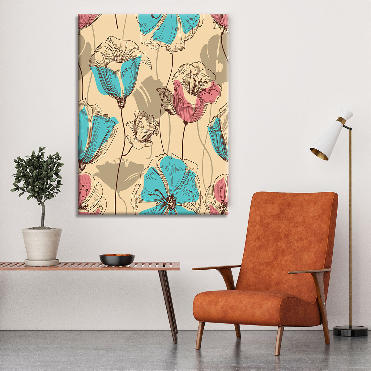 Retro floral seamless pattern Canvas Print or Poster - Canvas Art Rocks - 6