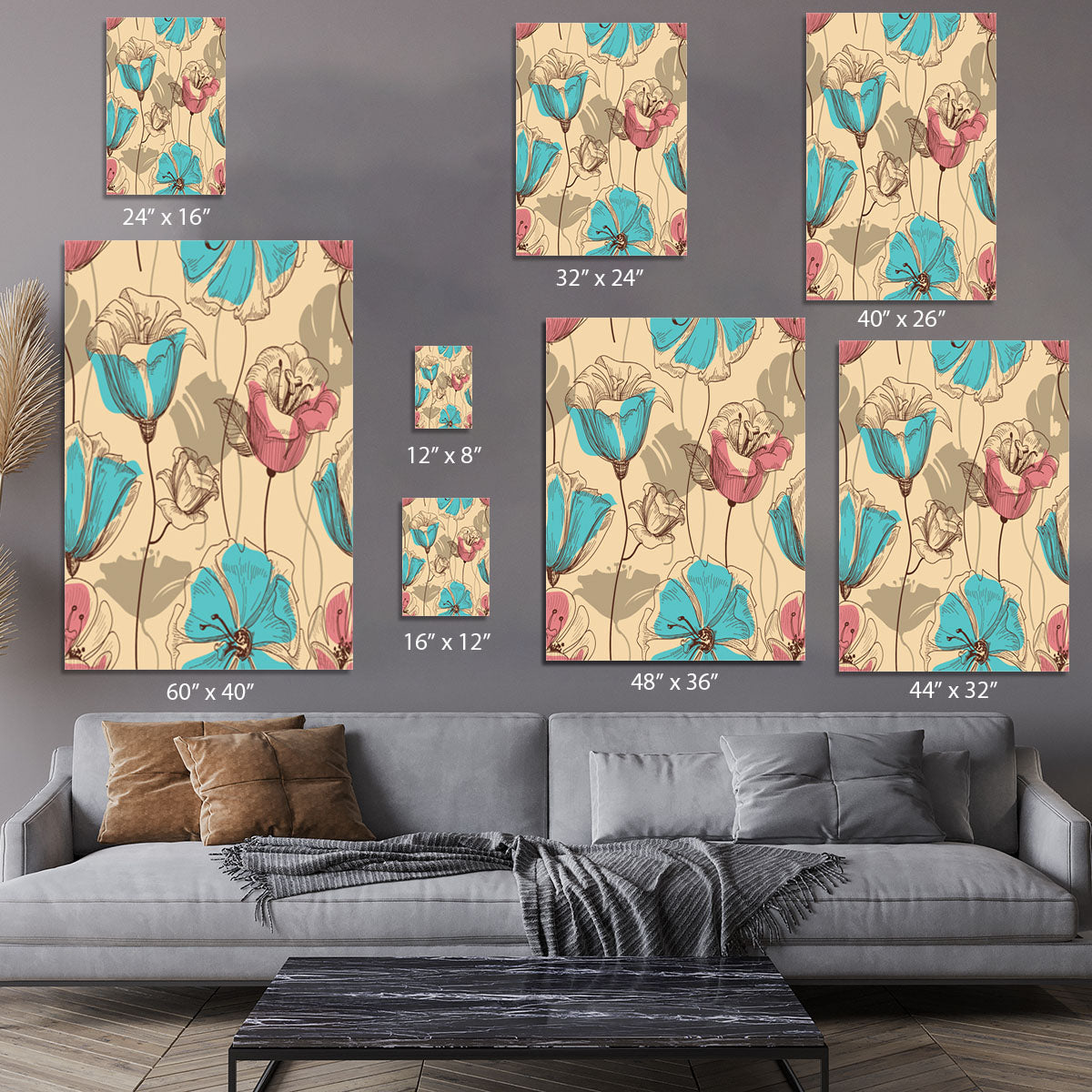 Retro floral seamless pattern Canvas Print or Poster - Canvas Art Rocks - 7