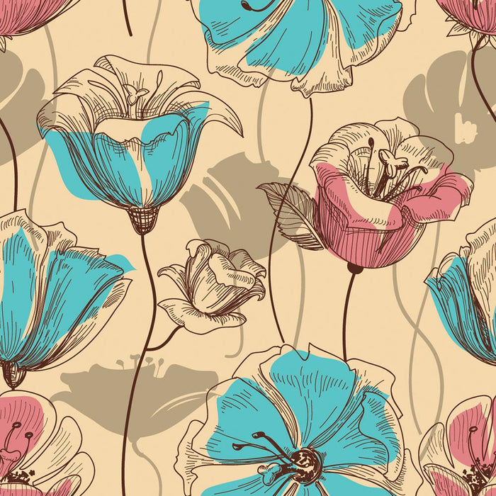 Retro floral seamless pattern Wall Mural Wallpaper