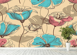Retro floral seamless pattern Wall Mural Wallpaper - Canvas Art Rocks - 4