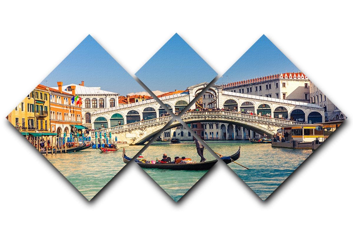 Rialto Bridge Venice 4 Square Multi Panel Canvas  - Canvas Art Rocks - 1