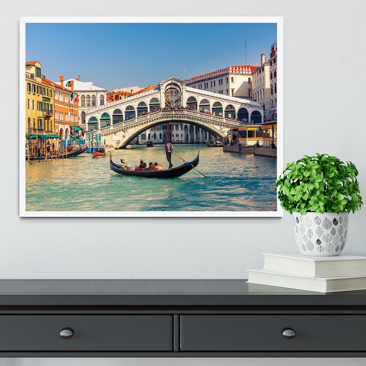 Rialto Bridge Venice Framed Print - Canvas Art Rocks -6
