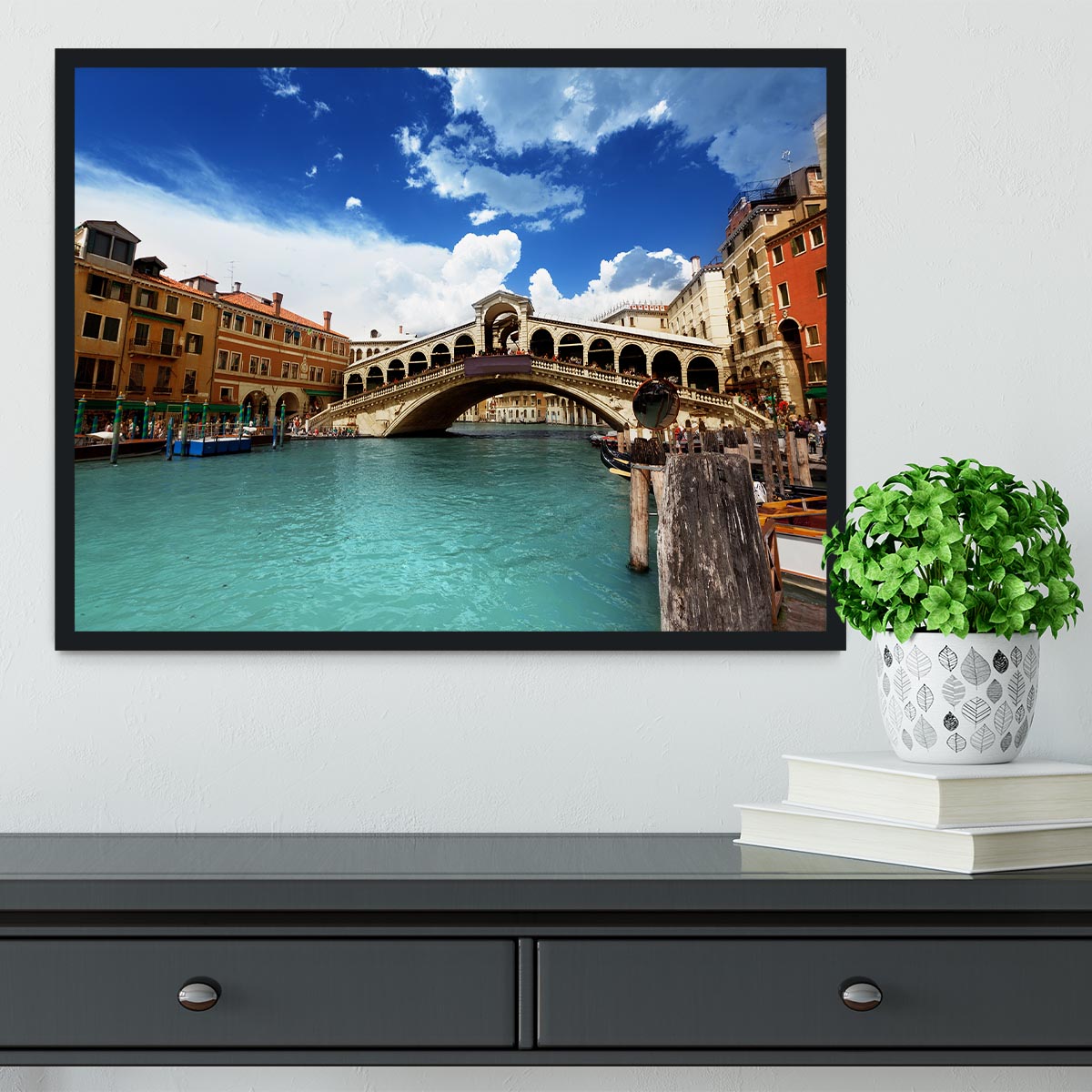 Rialto bridge in Venice Framed Print - Canvas Art Rocks - 2