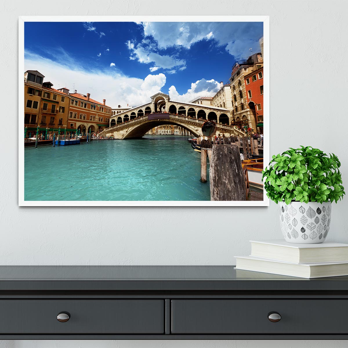 Rialto bridge in Venice Framed Print - Canvas Art Rocks -6