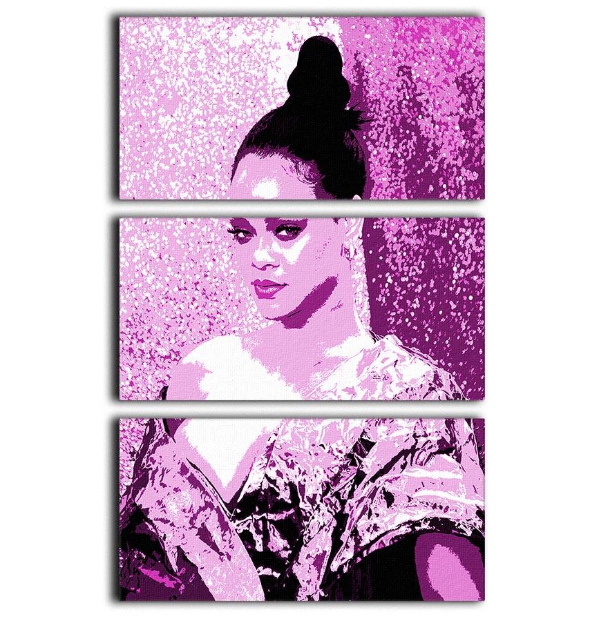Rihanna Purple Pop Art 3 Split Panel Canvas Print - Canvas Art Rocks - 1