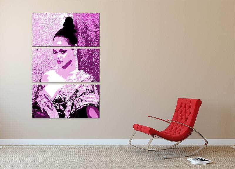 Rihanna Purple Pop Art 3 Split Panel Canvas Print - Canvas Art Rocks - 2