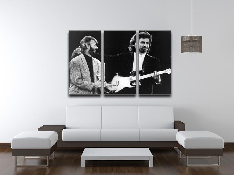 Ringo Starr and George Harrison in 1988 3 Split Panel Canvas Print - Canvas Art Rocks - 3