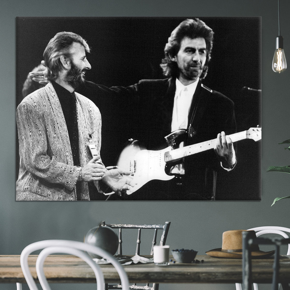 Ringo Starr and George Harrison in 1988 Canvas Print or Poster - Canvas Art Rocks - 3
