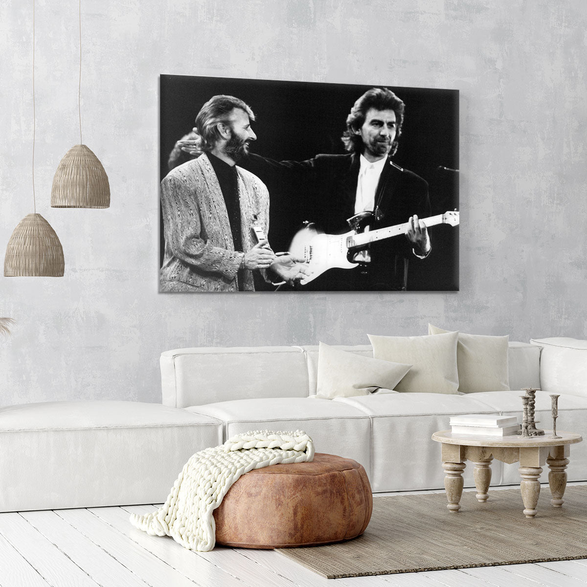 Ringo Starr and George Harrison in 1988 Canvas Print or Poster - Canvas Art Rocks - 6