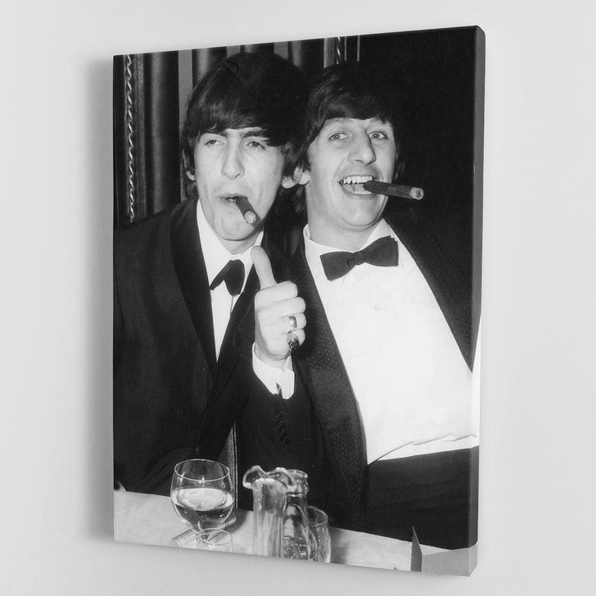 Ringo Starr and George Harrison smoking cigars Canvas Print or Poster - Canvas Art Rocks - 1