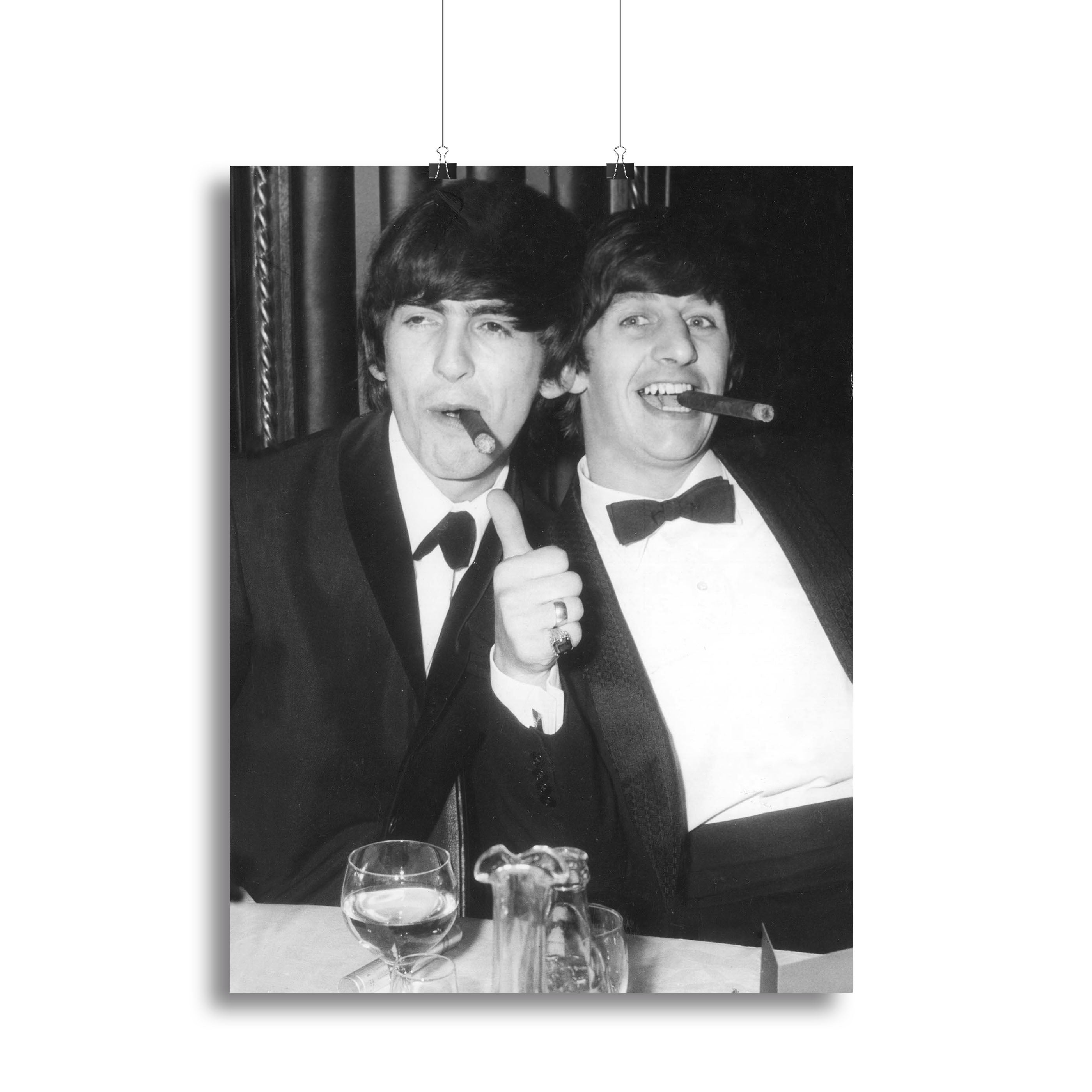 Ringo Starr and George Harrison smoking cigars Canvas Print or Poster - Canvas Art Rocks - 2