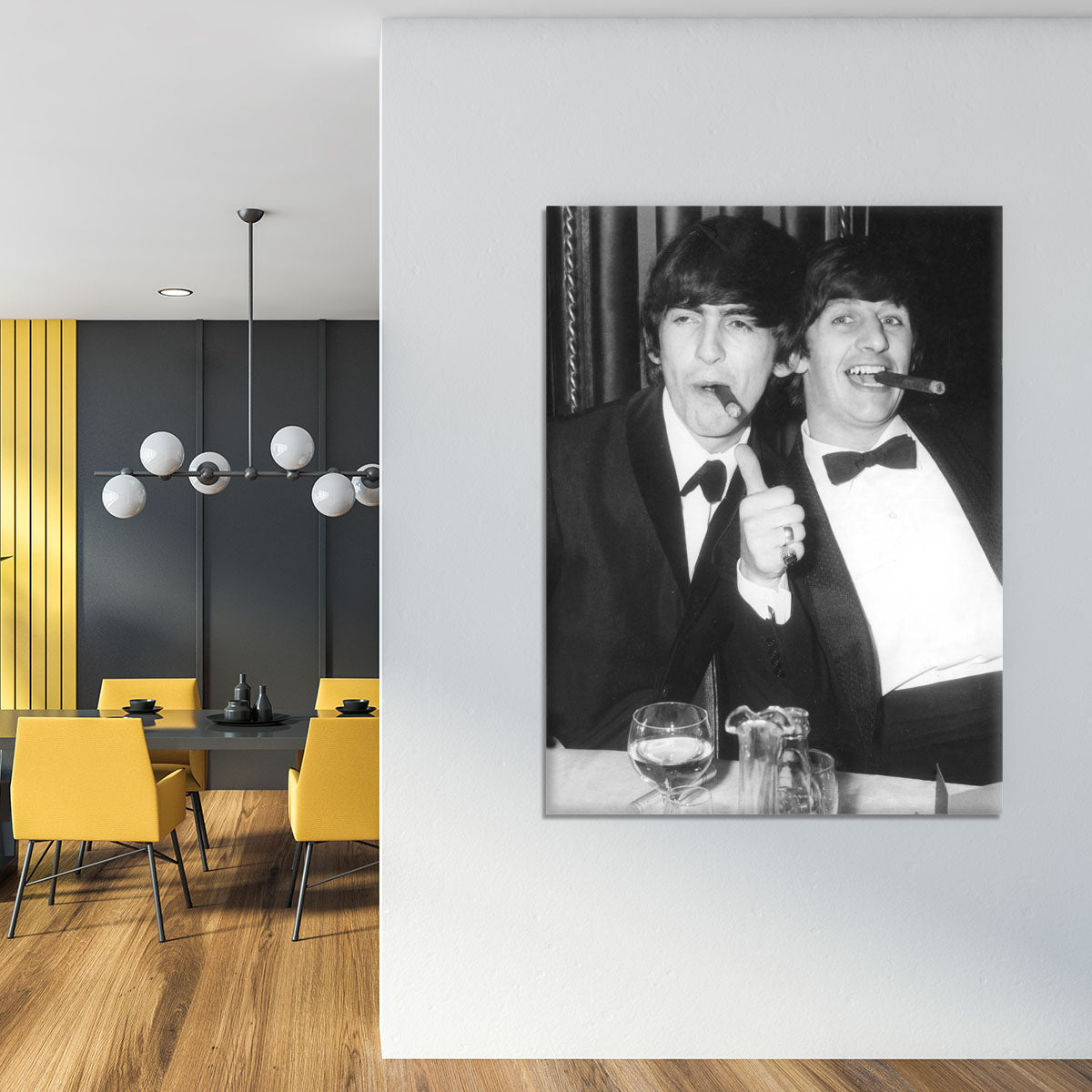 Ringo Starr and George Harrison smoking cigars Canvas Print or Poster - Canvas Art Rocks - 4
