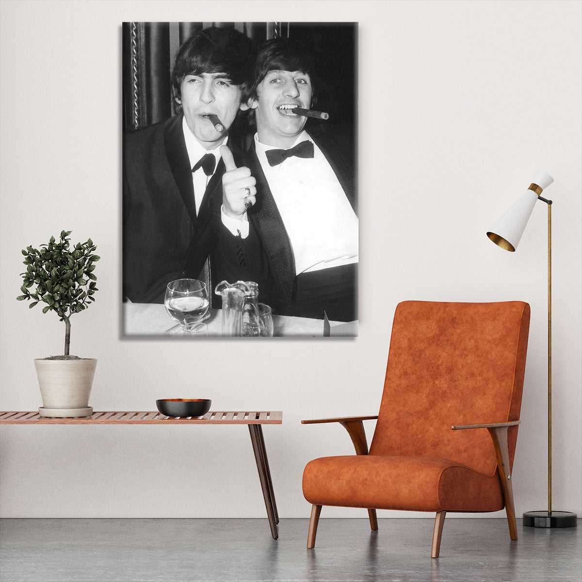 Ringo Starr and George Harrison smoking cigars Canvas Print or Poster - Canvas Art Rocks - 6