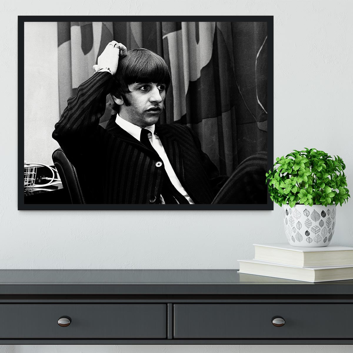 Ringo Starr at a press conference Framed Print - Canvas Art Rocks - 2