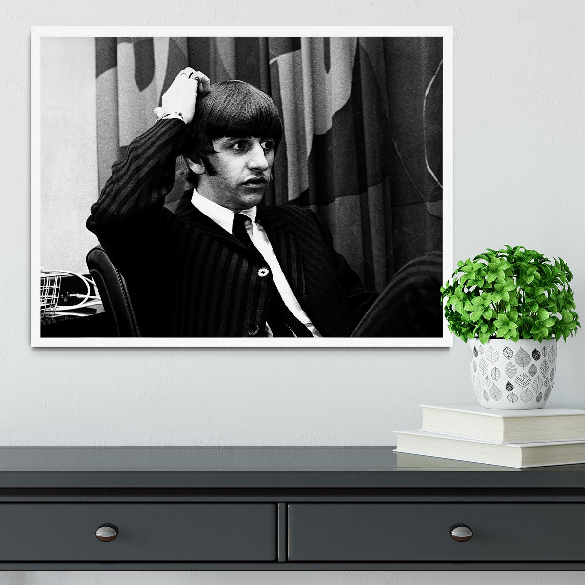 Ringo Starr at a press conference Framed Print - Canvas Art Rocks -6