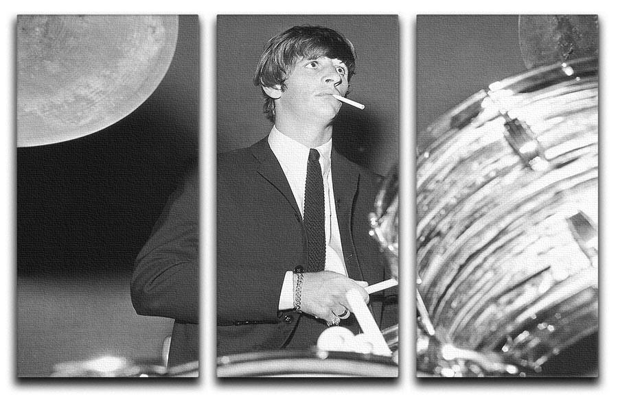 Ringo Starr playing the drums 3 Split Panel Canvas Print - Canvas Art Rocks - 1