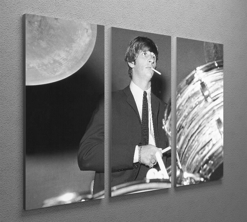 Ringo Starr playing the drums 3 Split Panel Canvas Print - Canvas Art Rocks - 2