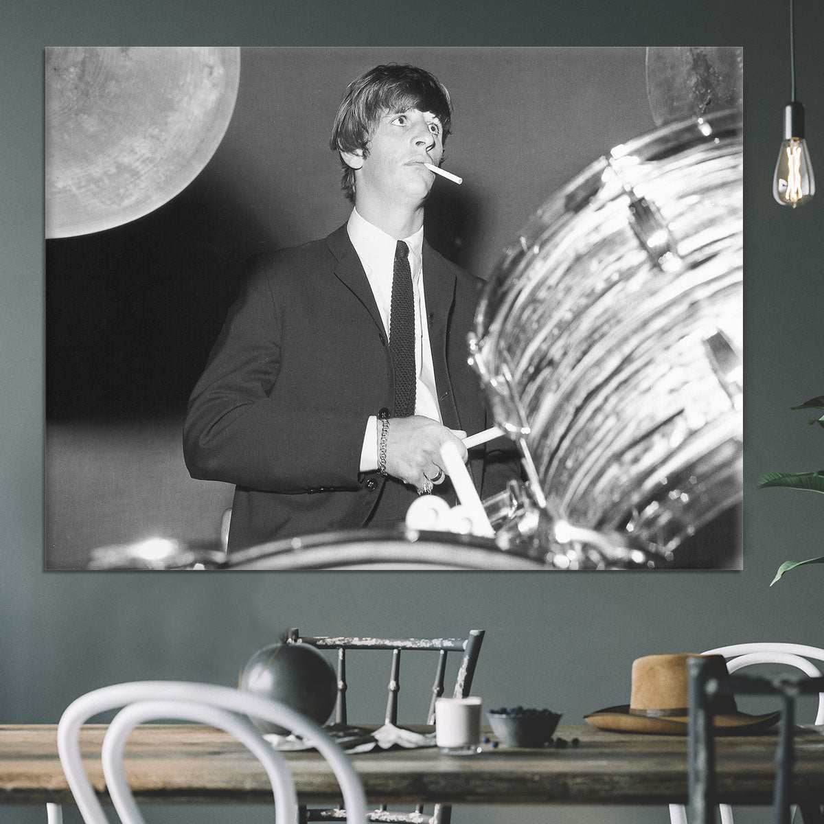 Ringo Starr playing the drums Canvas Print or Poster - Canvas Art Rocks - 3