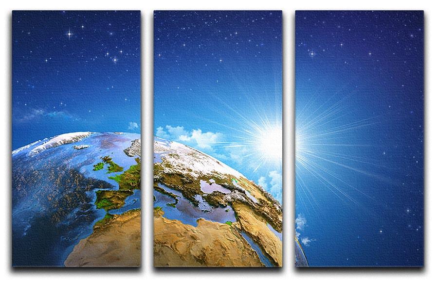 Rising sun over the Earth and its landforms 3 Split Panel Canvas Print - Canvas Art Rocks - 1
