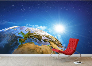 Rising sun over the Earth and its landforms Wall Mural Wallpaper - Canvas Art Rocks - 2