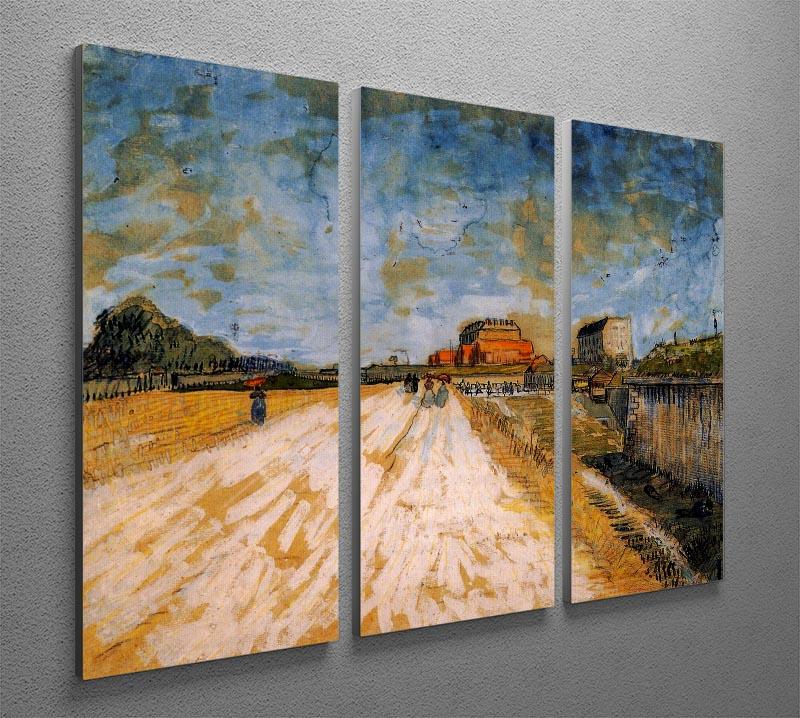 Road Running Beside the Paris Ramparts by Van Gogh 3 Split Panel Canvas Print - Canvas Art Rocks - 4