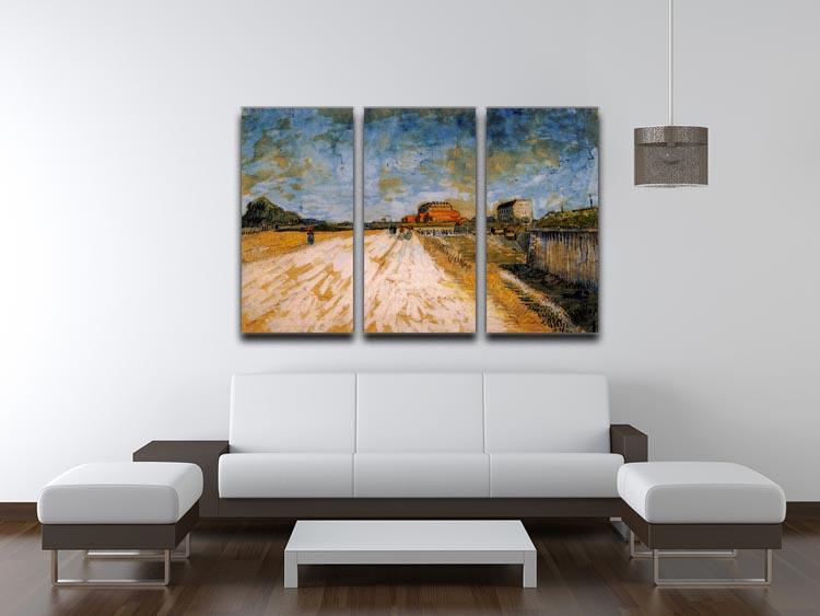 Road Running Beside the Paris Ramparts by Van Gogh 3 Split Panel Canvas Print - Canvas Art Rocks - 4