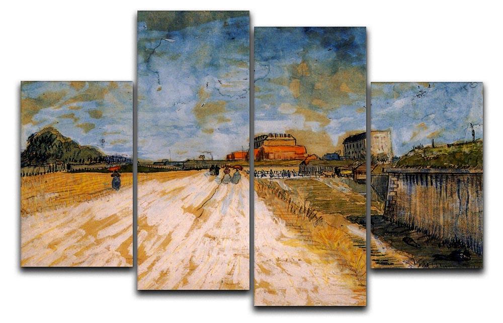 Road Running Beside the Paris Ramparts by Van Gogh 4 Split Panel Canvas  - Canvas Art Rocks - 1