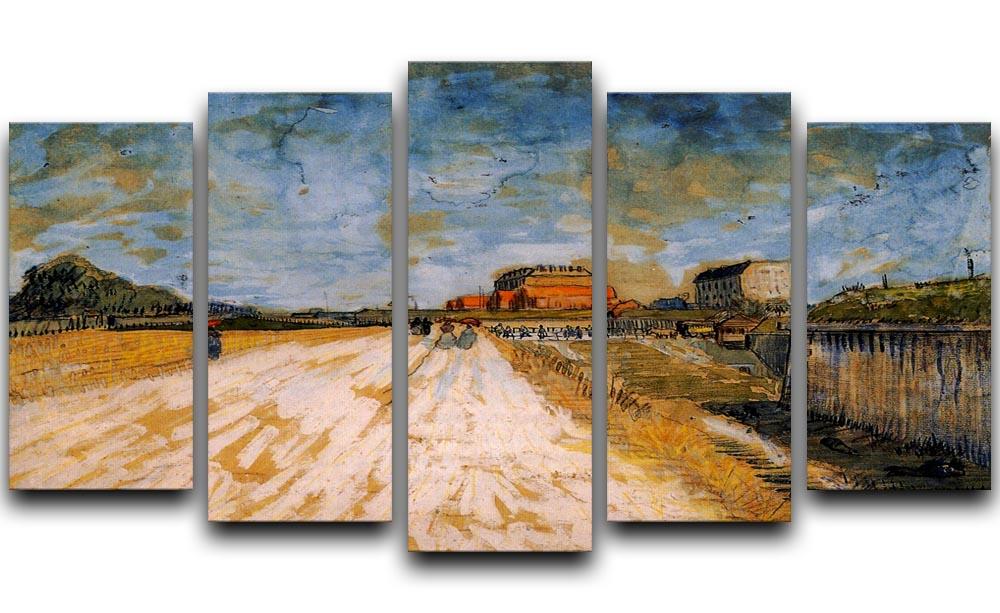 Road Running Beside the Paris Ramparts by Van Gogh 5 Split Panel Canvas  - Canvas Art Rocks - 1