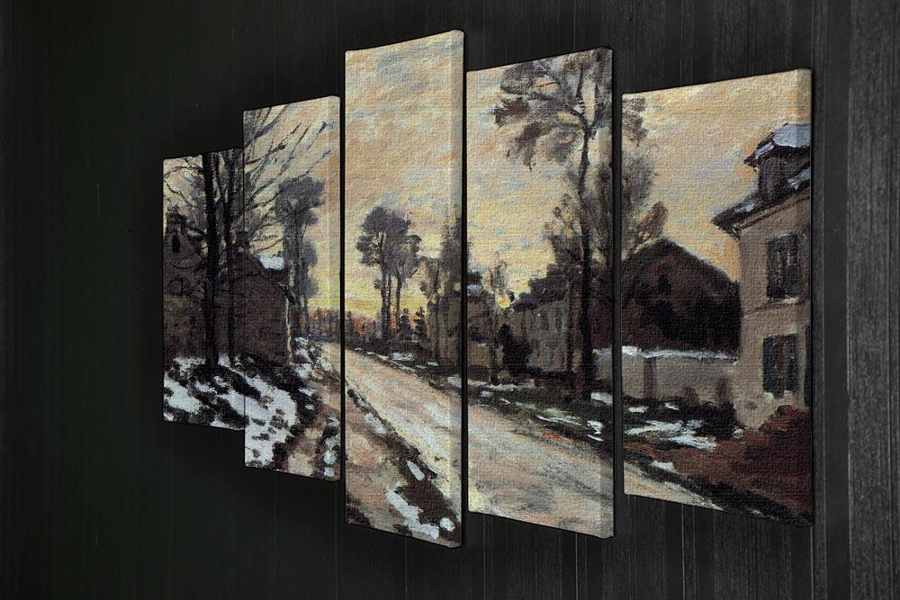 Road to Louveciennes melting snow children sunset by Monet 5 Split Panel Canvas - Canvas Art Rocks - 2