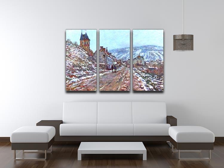 Road to Vetheuil in winter by Monet Split Panel Canvas Print - Canvas Art Rocks - 4