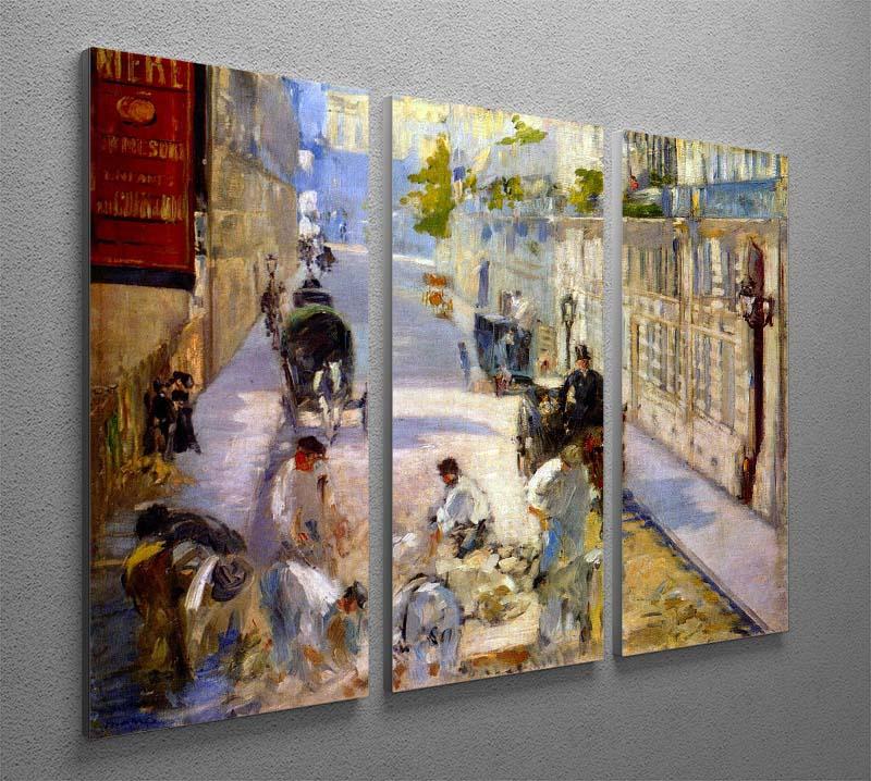 Road workers rue de Berne by Manet 3 Split Panel Canvas Print - Canvas Art Rocks - 2