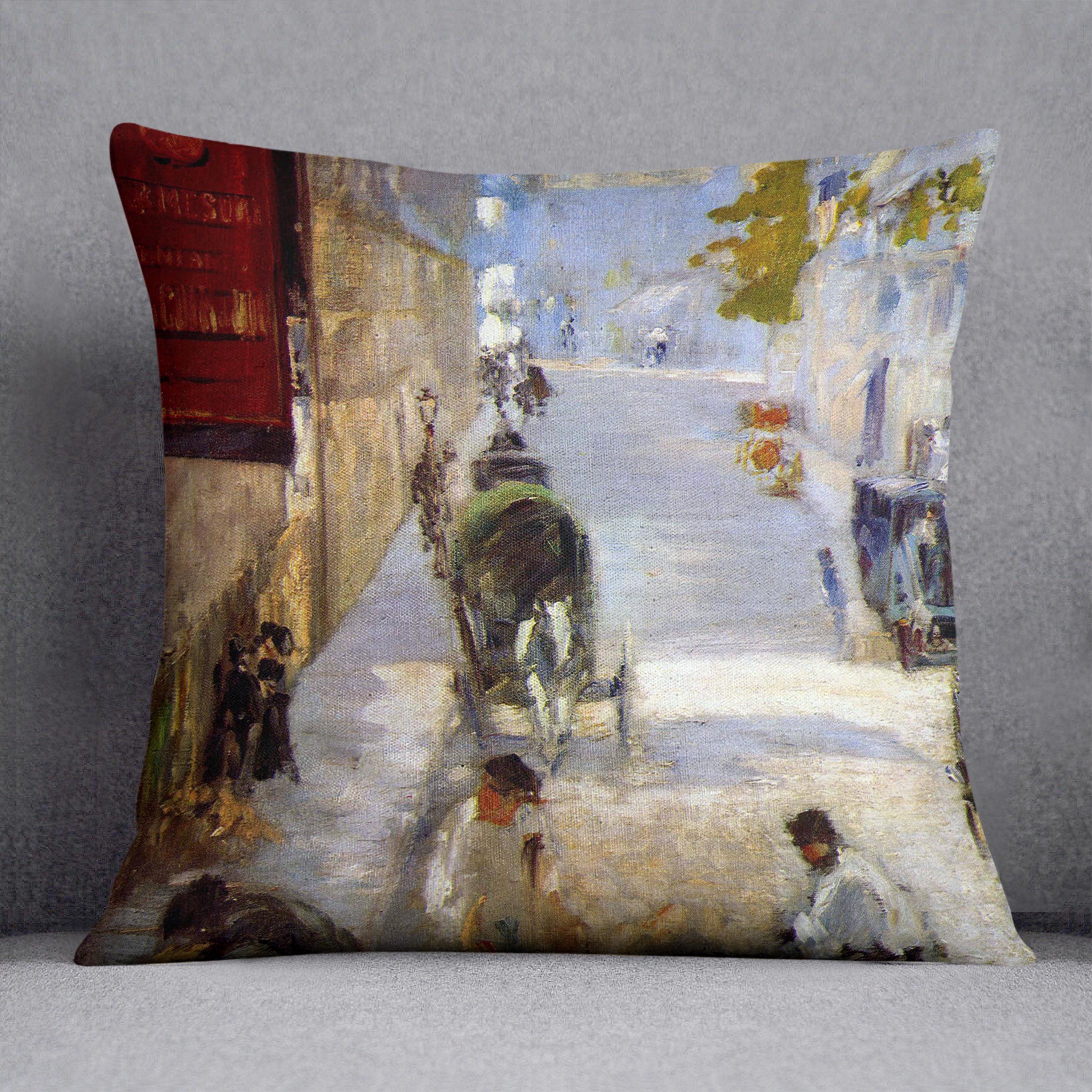 Road workers rue de Berne detail by Manet Cushion