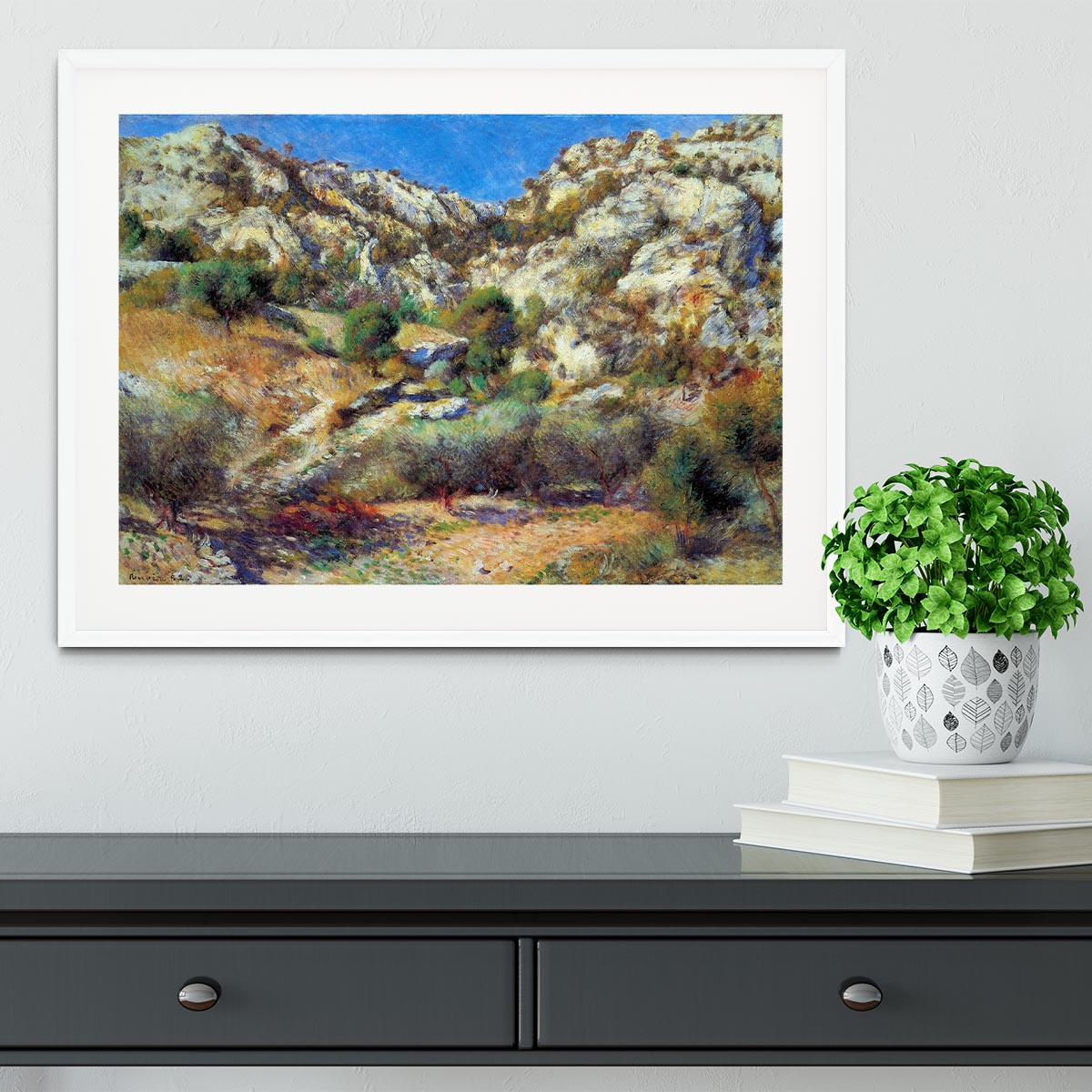 Rocks at LEstage by Renoir Framed Print - Canvas Art Rocks - 5