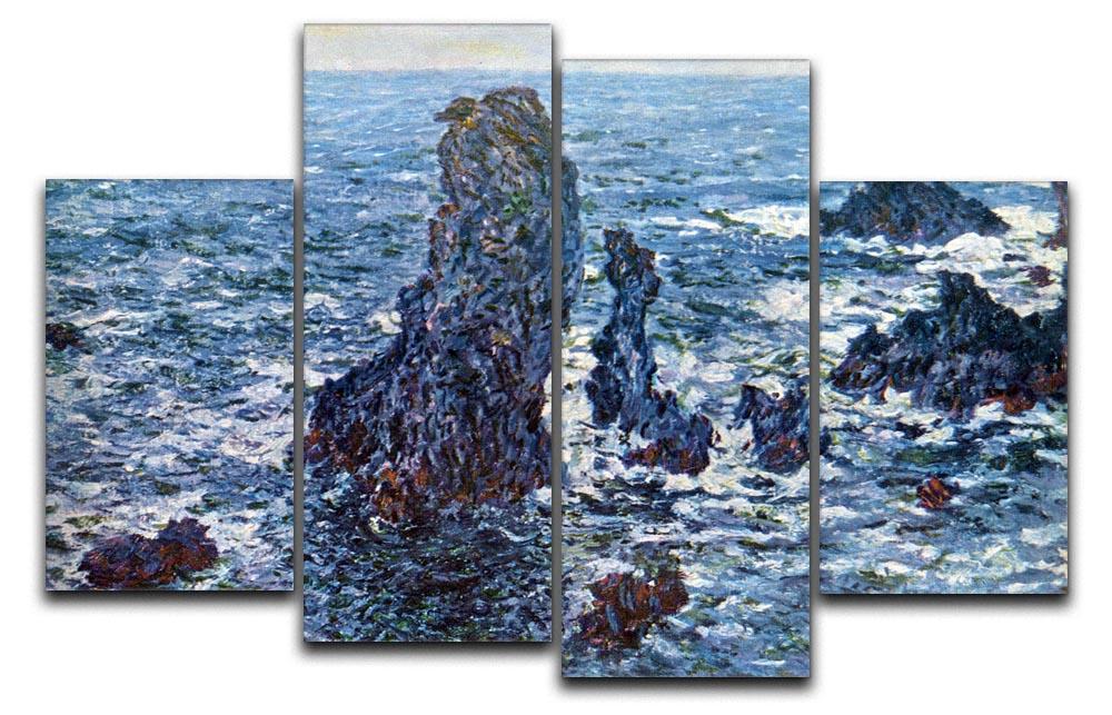 Rocks on Belle Ile The needles of Port Coton by Monet 4 Split Panel Canvas  - Canvas Art Rocks - 1