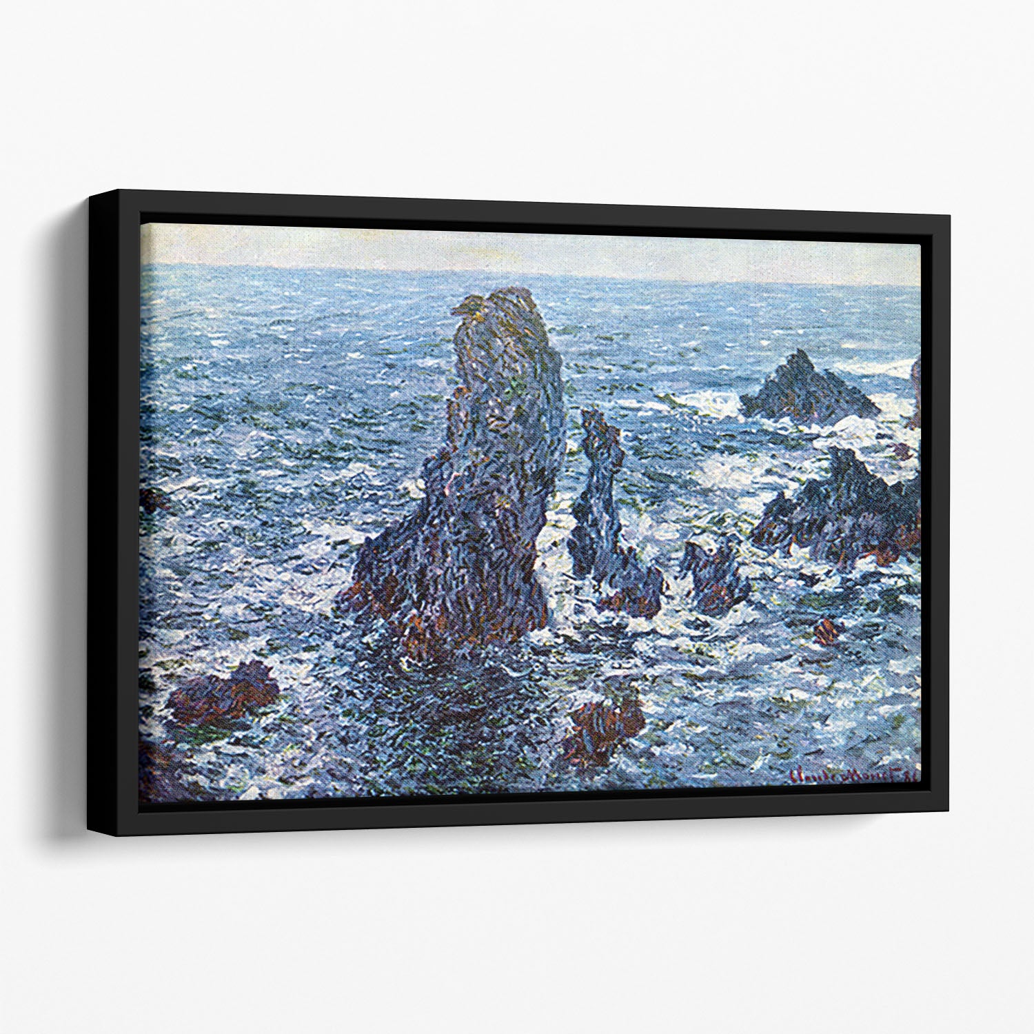 Rocks on Belle Ile The needles of Port Coton by Monet Floating Framed Canvas