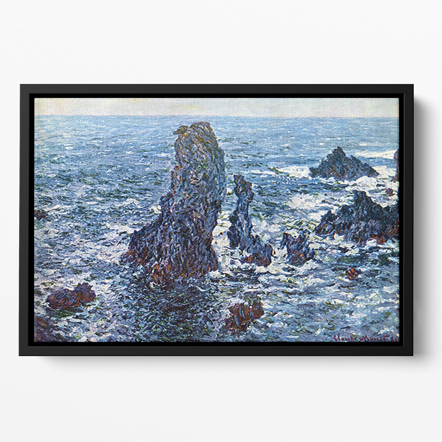Rocks on Belle Ile The needles of Port Coton by Monet Floating Framed Canvas