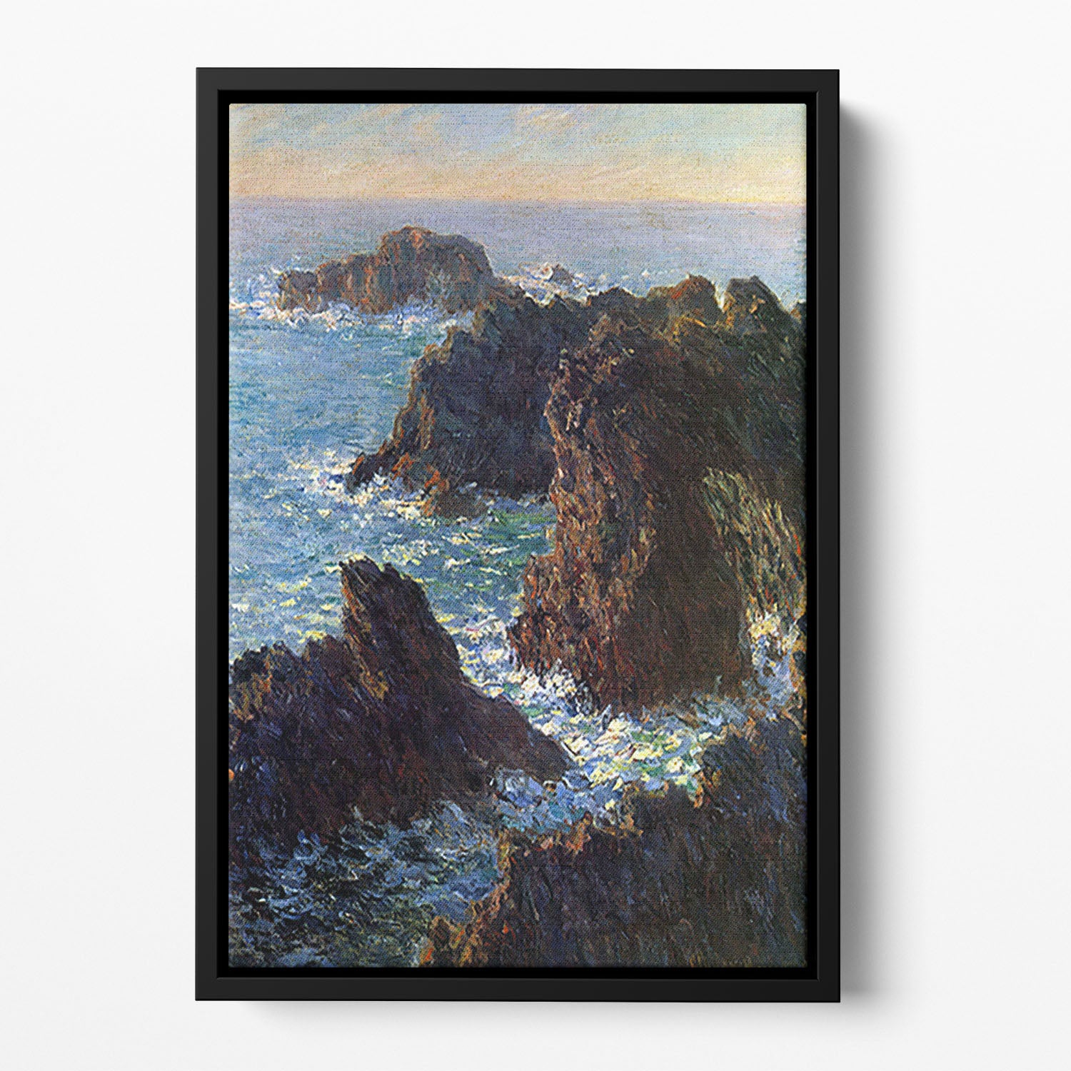 Rocky peaks at the Belle Ile by Monet Floating Framed Canvas