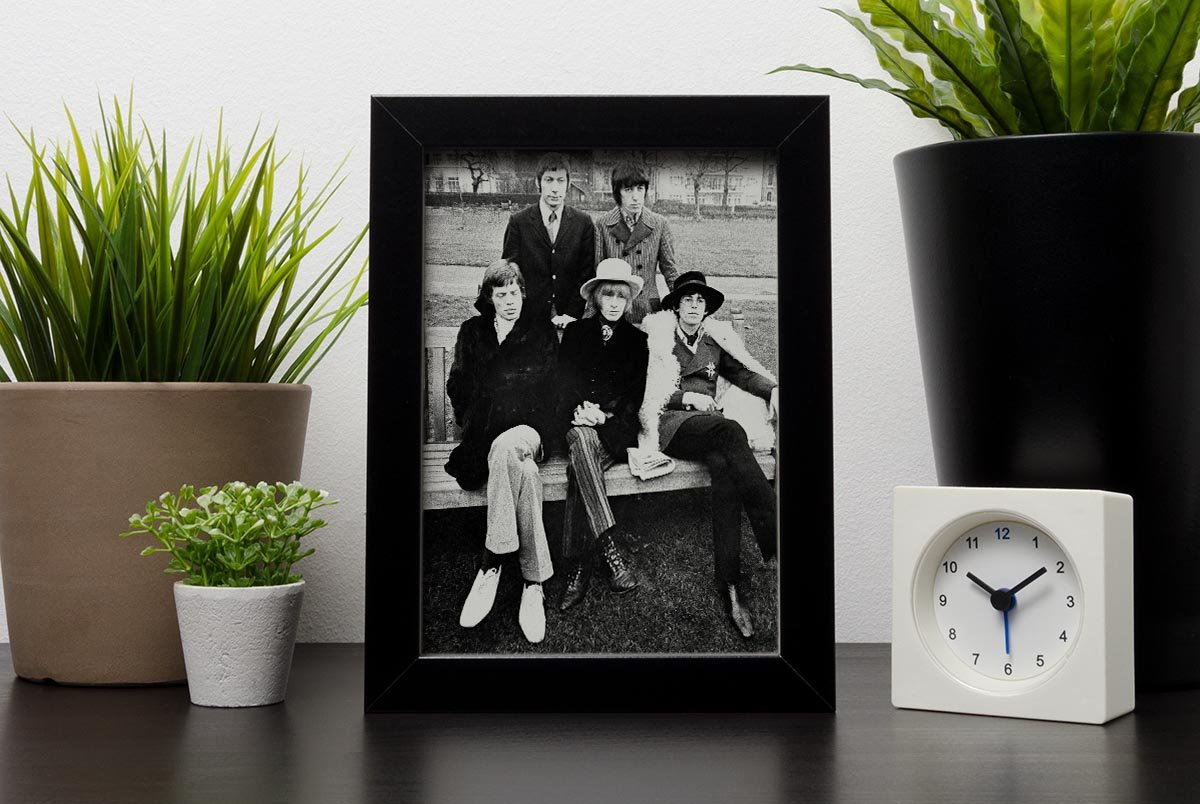 Rolling Stones on a bench Framed Print - Canvas Art Rocks - 2