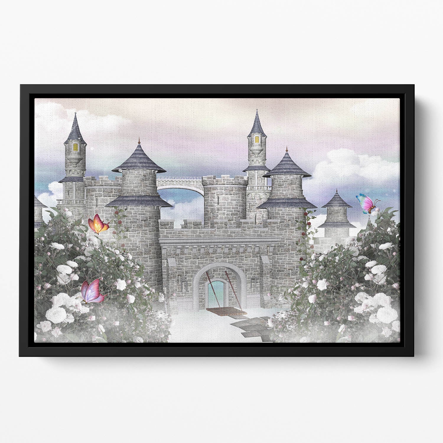 Romantic castle Floating Framed Canvas