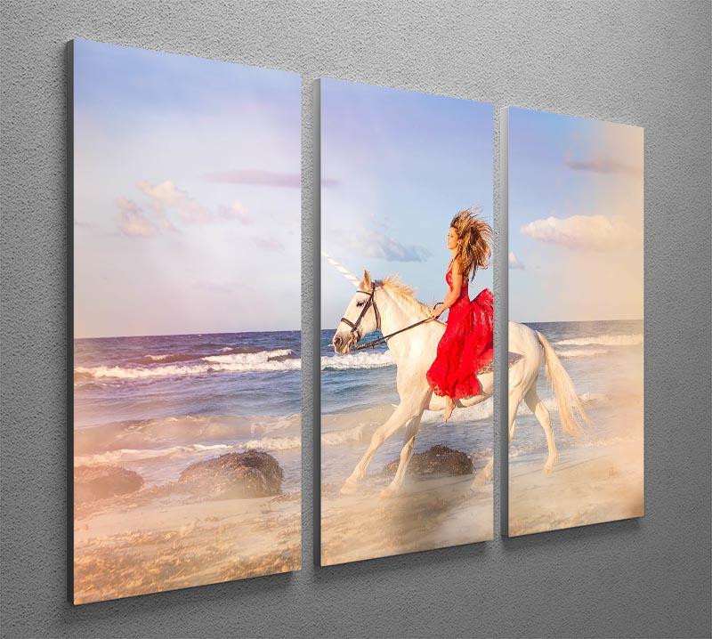 Romantic woman bareback riding 3 Split Panel Canvas Print - Canvas Art Rocks - 2
