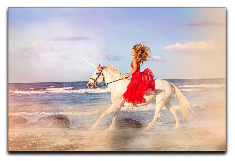 Romantic woman bareback riding Canvas Print or Poster  - Canvas Art Rocks - 1