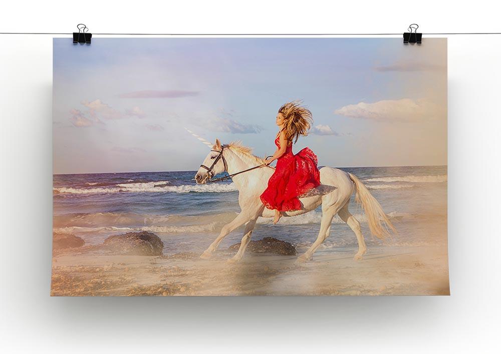 Romantic woman bareback riding Canvas Print or Poster - Canvas Art Rocks - 2