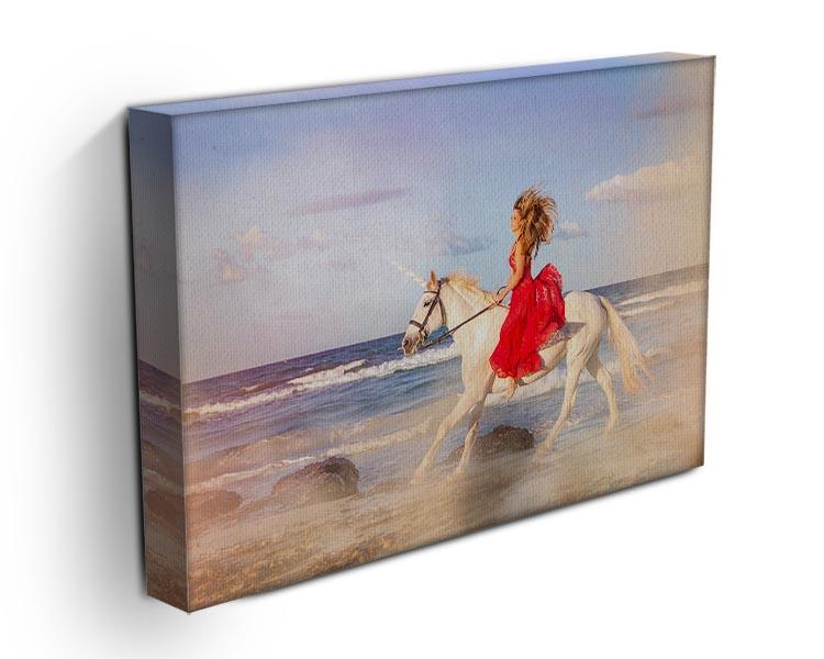 Romantic woman bareback riding Canvas Print or Poster - Canvas Art Rocks - 3