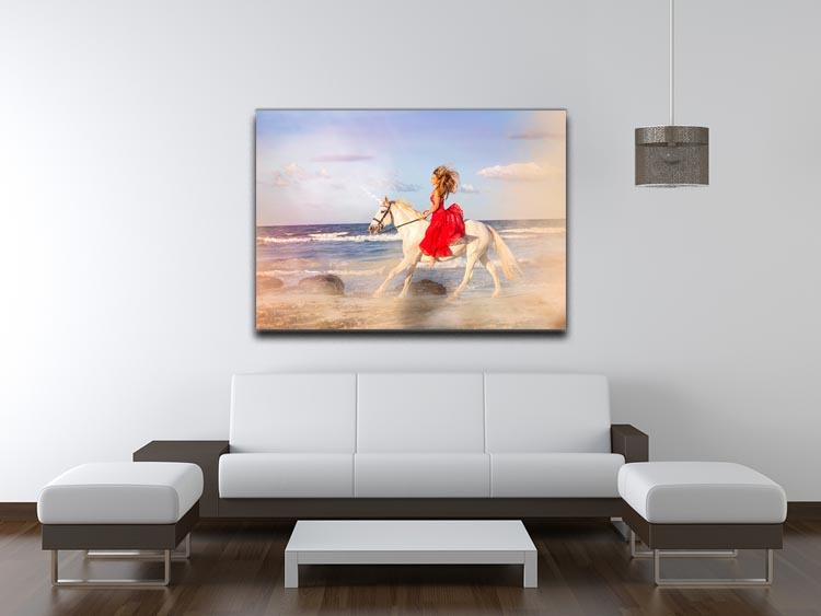 Romantic woman bareback riding Canvas Print or Poster - Canvas Art Rocks - 4