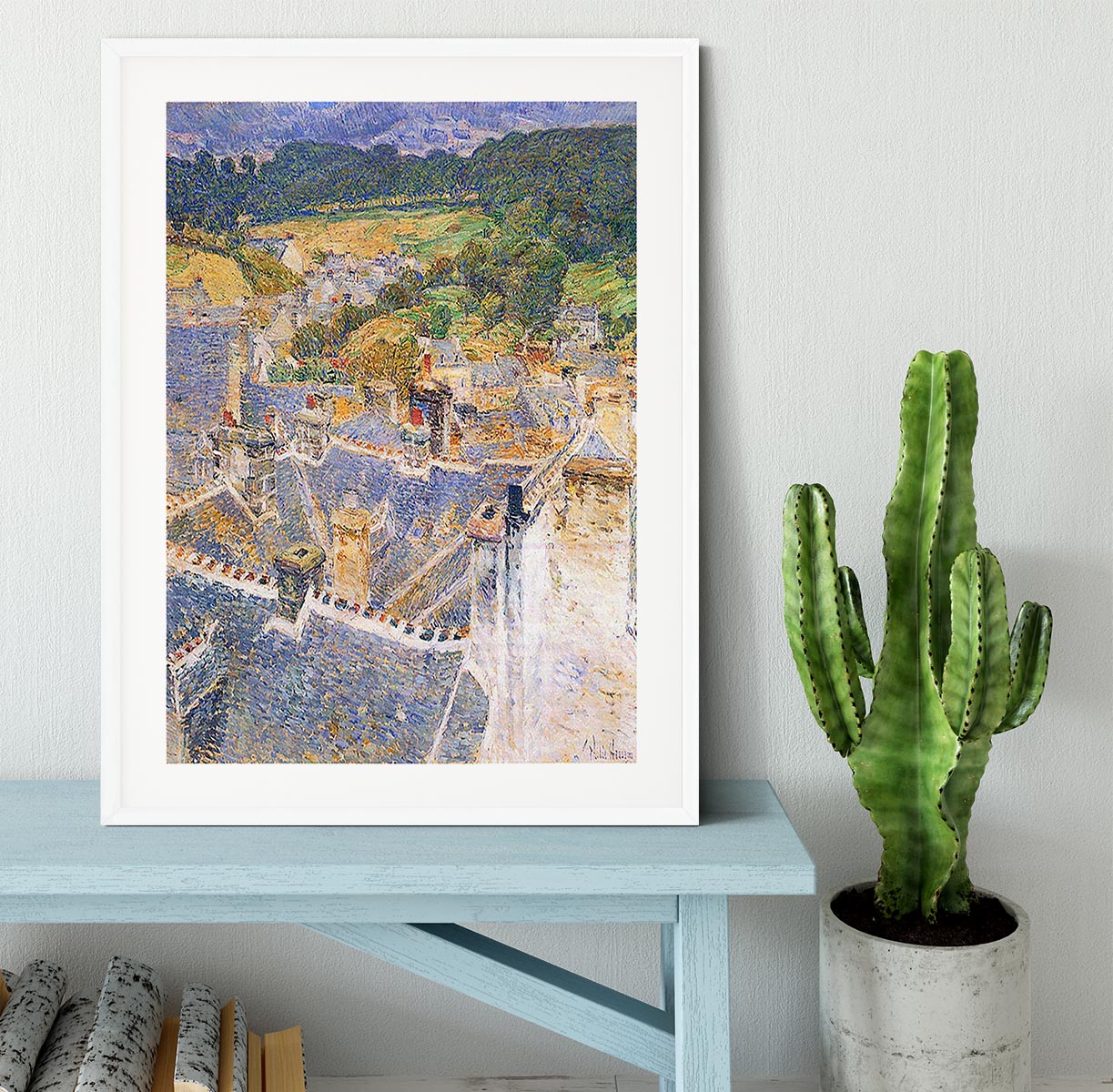 Roofs Pont-Aven by Hassam Framed Print - Canvas Art Rocks - 5